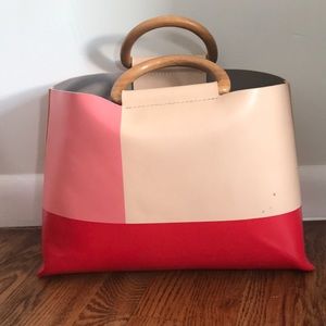 Tory Burch Runway Colorblock wood handle Tote